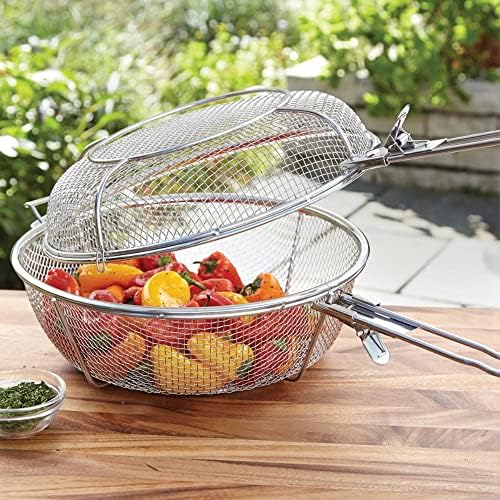 Outset 76450 Stainless Steel Jumbo Grill Basket, 11.75" 3 in 1 BBQ Basket - Image 4