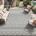 MontVoo Outdoor Rug Carpet Waterproof 9x18 Outdoor Patio Rug Mat Reverisble Plastic Straw Outdoor Rug for RV Camping Picnic Beach Balcony Boho Grey Large by MontVoo