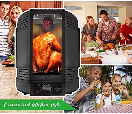 NutriChef Vertical Countertop Rotisserie Oven Roaster, Rotating Shawarma And Kebab Machine with Skewer and Rack, Basket Tower, Roasting Rack, Poultry Tower, Drip Tray, For Meat Chicken Turkey Lamb - Image 3