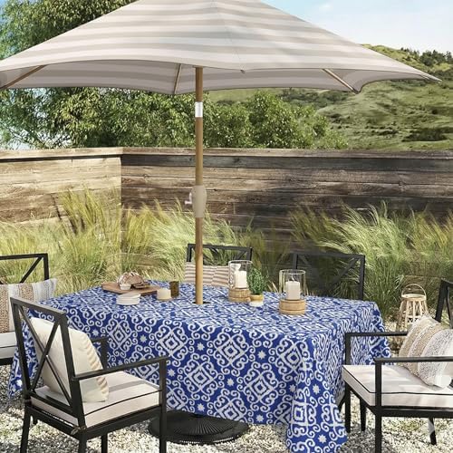 EHouseHome Outdoor Indoor 60x84 inch Rectangle Tablecloth with Umbrella Hole and Zipper, Waterproof Patio Table Cloths, Spring/Summer Table Covers for Backyard Circular Table/BBQs/Picnic - Image 2