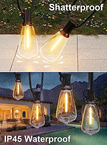 GPATIO 120FT Outdoor String Lights, Waterproof Patio Lights with 64 Hanging Lights ST38 Bulbs, 2700k Shatterproof for Backyard Gazebo Porch Garden Outside Decor - Image 5