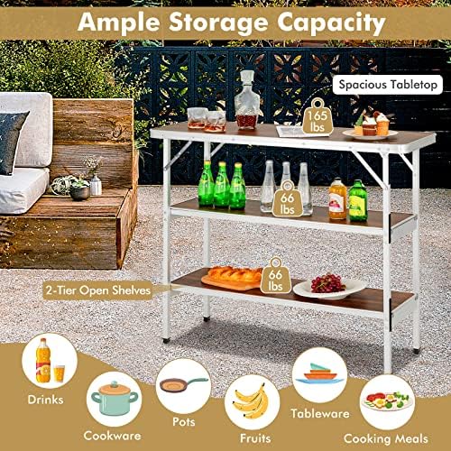 COSTWAY Folding Picnic Table, Portable Camping Table with Carry Bag - Image 5