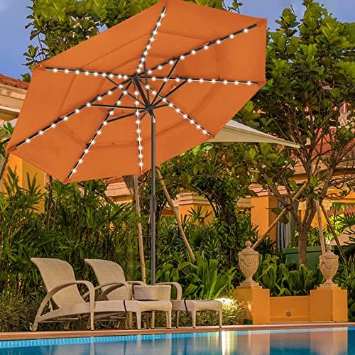 EliteShade USA 10-Year-Non-Fading 9ft 3-Tier Market Patio Umbrella, Commercial Table Umbrella with 80 Solar LED Lights, Crank Open, Windproof & UPF 50+ UV Protection for Garden, Deck, Pool, Backyard, Rust - Image 4
