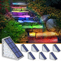 NIORSUN Solar Step Lights,8 Pack RGB Solid Color Changing Solar Stair Lights Outdoor Waterproof IP67 Auto On Off,Solar Lights for Steps,Stair,Patio,Yard,Porch,Front Door,Deck Decor by NIORSUN