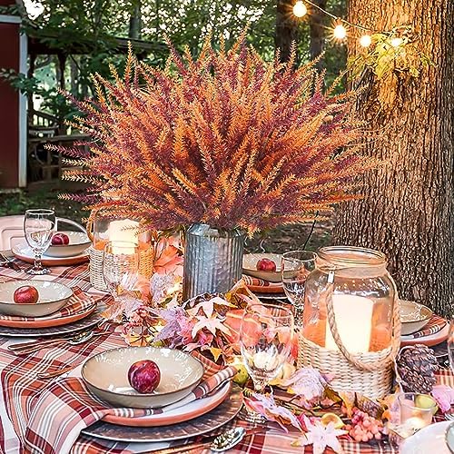 20 Bundles Artificial Lavender Flowers for Outdoors - UV Resistant Faux Fall Flowers, Fake Plastic Shrubs Plants for Home Garden Porch Autumn Decor - Image 2