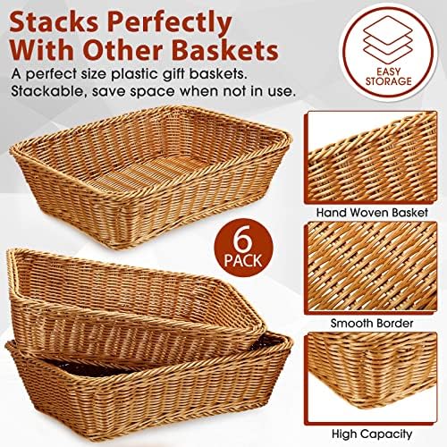 Eccliy 6 Pack Wicker Bread Baskets Woven Serving Basket, 15.8 Inch - Image 3
