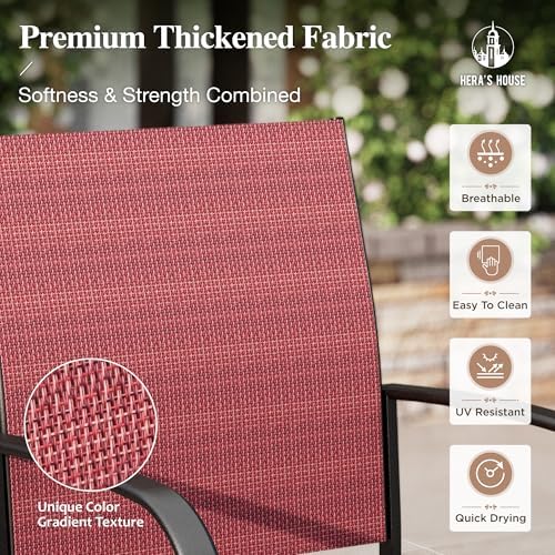 HERA'S HOUSE 9pc Patio Dining Set, Extendable Metal Table, Red Chairs - Image 4