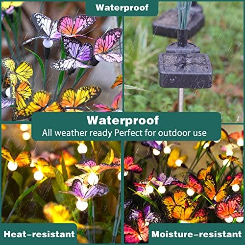 TONULAX Solar Garden Lights - 10 Pack Swaying Butterfly Light, Swaying in The Wind, Solar Outdoor Lights, Yard Patio Pathway Decoration, High Flexibility Iron Wire & Realistic Butterflies - Image 4