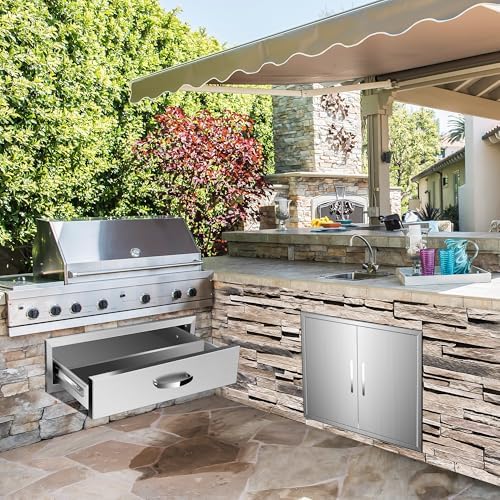 Outdoor Kitchen Drawers Stainless Steel, BBQ Drawer Inserts for Built-in Patio Grill Station, 30''W x 6.5''H - Image 2