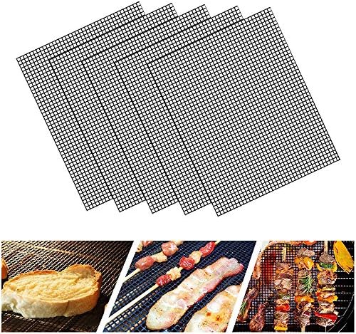 LOOCH BBQ Mesh Grill Mat Set of 5 Non-Stick Heavy Duty Easy Clean Reusable - Image 3