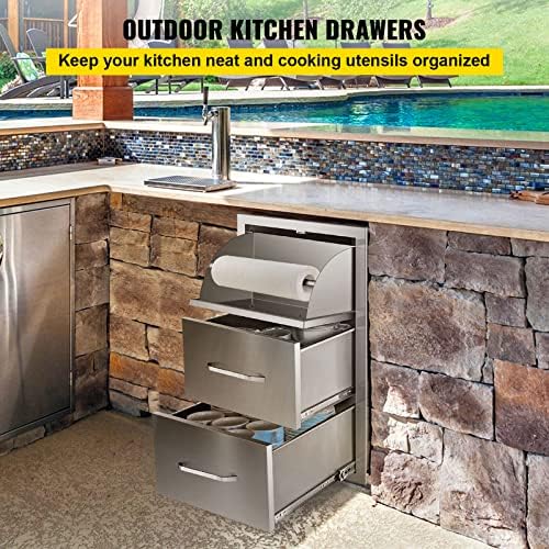 VEVOR Outdoor Kitchen Drawers 17"W x 30"H x 21"D Stainless Steel - Image 4
