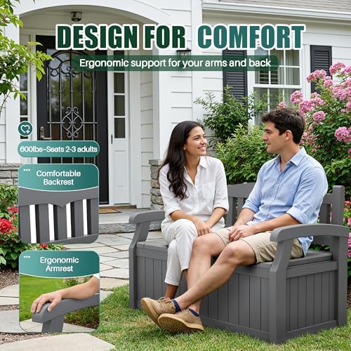 Devoko 80 Gallon Storage Bench Deck Box Waterproof&Lockable - Image 3