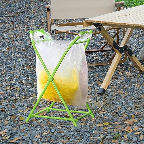 Trash Bag Holder Stand Hanging Trash Bag Rack Outdoor Portable Outside Garbage Bag Holder Frame for Laundry Garage Pantry Leaves Gardening, Green - Image 6