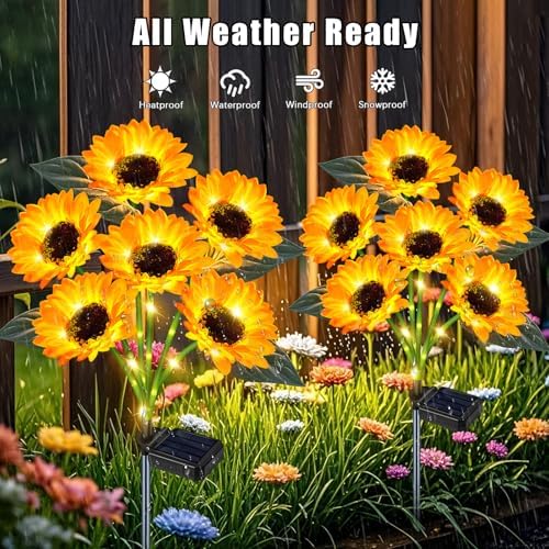 Solar Sunflower Lights 4 Pack 24 Flowers Gift for Mom - Image 2
