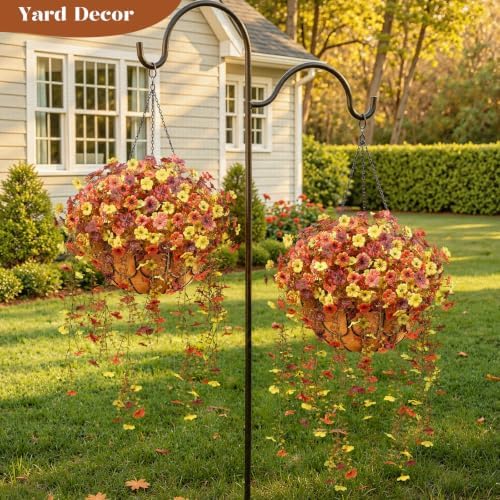 8Pcs Artificial Fall Flowers for Outdoor, Fake Mums UV Resistant Decoration - Image 6