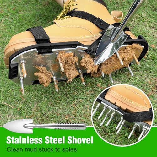 Lawn Aerator Shoes for Grass - Pre-Assembled Grass Aerator Shoes for Lawn - Soil Yard Aerator Tool for Aerating Patio Garden, Black, Large Size - Image 6