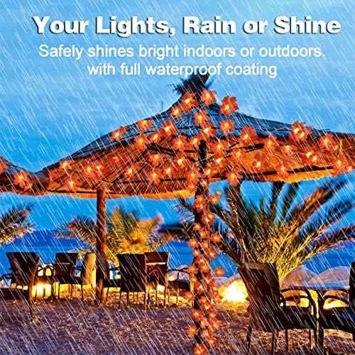 TURNMEON 6 Pack Fall Garland with Lights Enlarged Maple Leaves 60Ft 120LED - Image 2