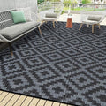 SAND MINE Waterproof Outdoor Rug 9x18 ft, Plastic Reversible Rug, Modern Area Rug, Large Floor Mat for Outdoors, RV, Patio, Backyard, Deck, Picnic, Beach, Camping, Black Grey Lattice by SANDMIND