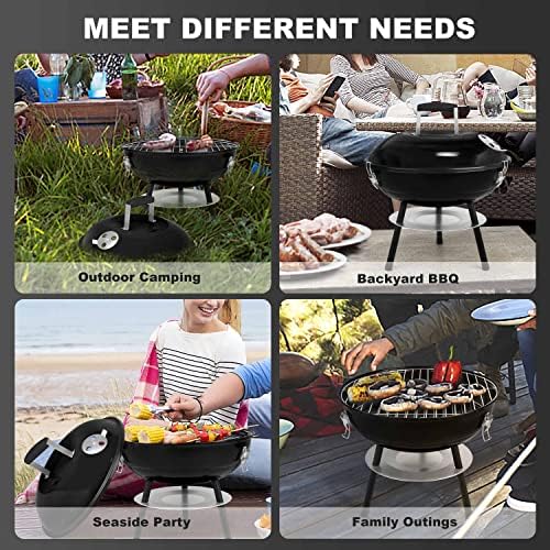 14 inch Charcoal Grill, Joyfair Small Portable Camping BBQ Kettle Grill - Image 6