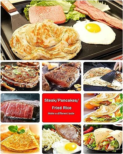 Gas Griddle LPG Commercial Stainless Steel Heavy Duty Restaurant Outdoor Griddle Gas Baking Plate Burger Grill Smooth Double Burners, 2800PA, for BBQ Cooking Steak, Eggs, Pancakes - Image 5