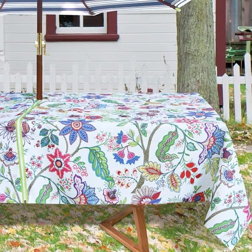 EHouseHome Outdoor Indoor 60x84 inch Rectangle Tablecloth with Umbrella Hole, Waterproof Zippered Patio Table Cloth, Perfect for BBQs, Parties, Summer Gatherings - Image 2