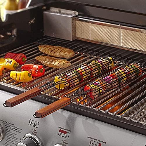 Outset Non-Stick Kabob Grill Basket, Set of 4 19.5" x 2" x 1.5" BBQ Baskets - Image 6