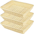 GNIEMCKIN 3 PCS 16 Inch Wicker Bread Basket, Woven Serving Basket for Restaurant, Bakery, Family Party, Hotel, Fruits, Vegetables and Snacks - Cream by GNIEMCKIN
