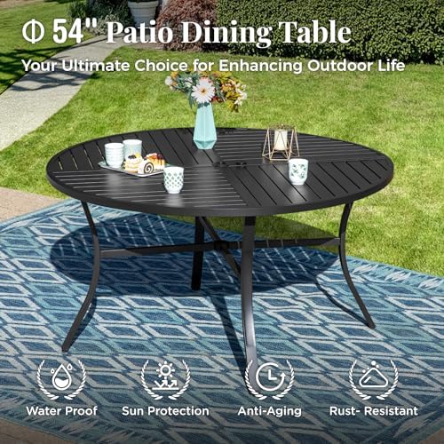 MIXPATIO 7pc Patio Dining Set, 54" Round Table, Textilene Chairs - Image 6
