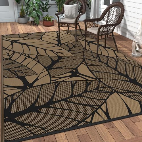 GENIMO Outdoor Rug, Waterproof Plastic Rugs for Patio, 6'x9' Onyx Brown by GENIMO