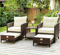 Pamapic 5 Pieces Patio Furniture Set, Rattan Balcony Furniture with Ottomans, PE Wicker Outdoor Patio Chairs Set with Coffee Table for Poolside, Porch, Lawn, Garden, Balcony(Beige) by Pamapic