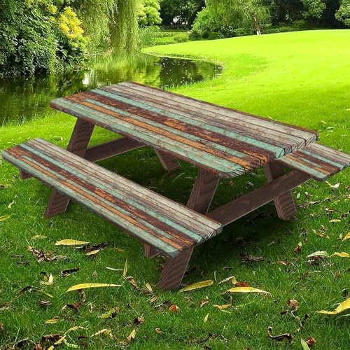 CAPSCEOLL Fitted Picnic Table Cover with Bench Covers 5ft - Wood - Image 6