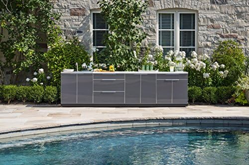 NewAge Products Classic Series 3PC Aluminum Slate Gray Modular Outdoor Kitchen Set with Cover - 24" D x 64" W x 35.5" H - Image 2