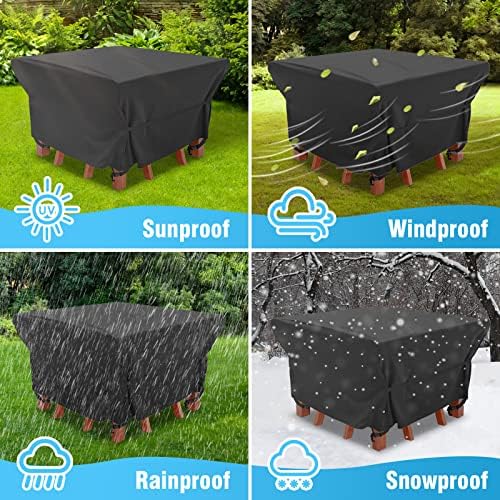 Velway Patio Furniture Cover Outdoor, Waterproof Square Patio Table Chair Sofa Set Cover, 50”Lx50”Wx29”H, All Weather Oxford Tear-Resistant Material with Zipper Carrying Bag Windproof Buckles - Image 6
