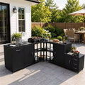 EROMMY 5-Piece Modular Outdoor Kitchen, Sink, Storage & Grill Stand, Black by EROMMY