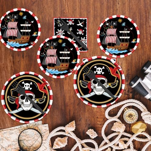 Gameza Pirate Party Decor 96PCS Disposable Plates Napkins Tableware - Image 5
