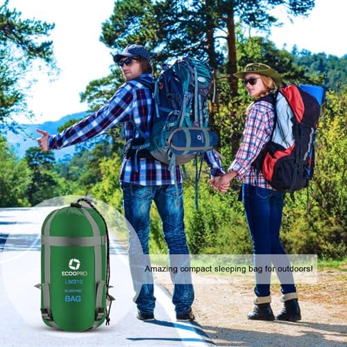 ECOOPRO Warm Weather Sleeping Bag - Portable, Waterproof, Compact Lightweight, Comfort with Compression Sack - Great for Outdoor Camping, Backpacking & Hiking-83 L x 30" W Fits Adults - Image 4