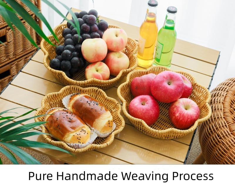 Circular Wavy Imitation Rattan Wicker Picnic Basket Set of 3 Sizes - Image 3