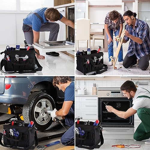 WORKPRO 14-inch Tool Bag, Multi-pocket Tool Organizer with Adjustable Shoulder Strap, W081021A, black 14 inches (Pack of 10) - Image 7