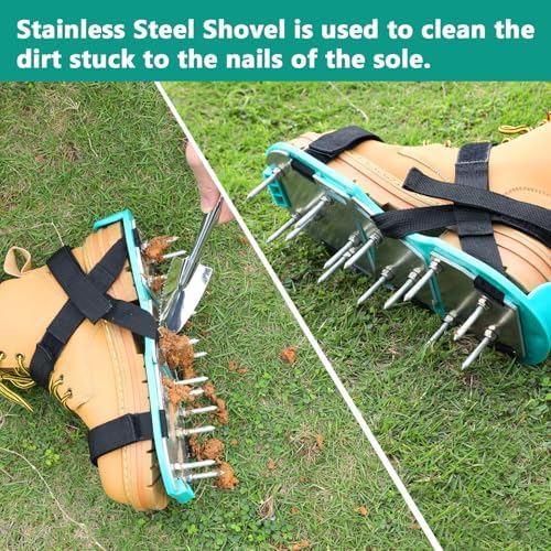 Lawn Aerator Shoes for Grass - Pre-Assembled Grass Aerator Shoes for Lawn - Soil Yard Aerator Tool for Aerating Patio Garden, Green, Medium Size - Image 6