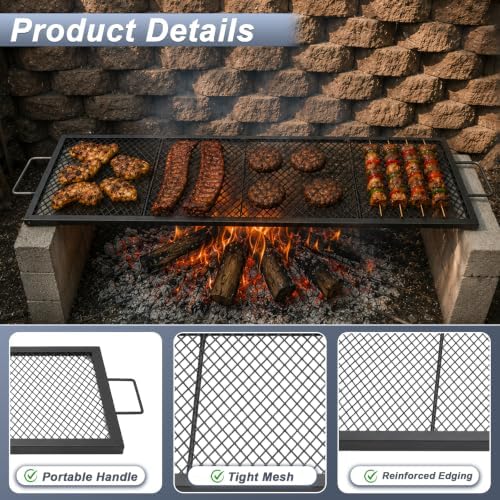 44 Inch Rectangle Fire Pit Grill Grate for Outdoor Campfire, Gathering - Image 3