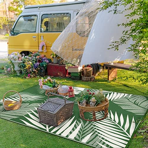 GENIMO Outdoor Rug, Waterproof Plastic Rugs for Patio, 8'x10' Dark Green - Image 3