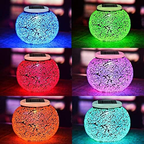 Aukora Solar Table Lights Outdoor,Color Changing Crack Glass Ball Lights - Image 2