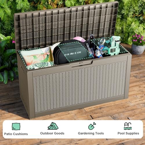 DRATO 70 Gallon Outdoor Storage Box Waterproof, Lockable Resin Deck Box for Patio Furniture, Pool Supplies & Garden Tools, Weatherproof Outside Storage Bin for Backyard Porch (Grey, 70 Gallon) - Image 7