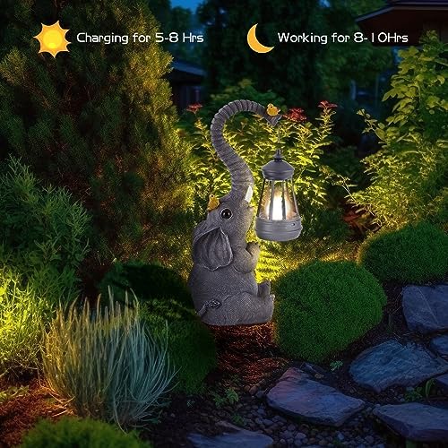 Solar Outdoor Garden Decor Elephant Statues Lights - Image 4