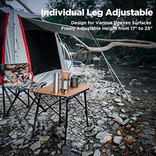 VILLEY Portable Camping Table with Adjustable Legs, Aluminum Folding Table - Image 5