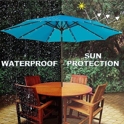 Blissun 9 ft Solar Umbrella, 32 LED Lighted Patio Umbrella, Table Market Umbrella, Outdoor Umbrella for Garden, Deck, Backyard, Pool and Beach (Light Blue) - Image 5