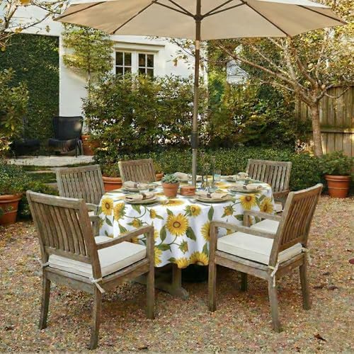 EHouseHome Outdoor Indoor Tablecloth with Umbrella Hole for Oval Table,Waterproof Patio Cloths, Spring/Summer Table Covers with Zipper for Backyard Circular Table/BBQs/Picnic,60 x 84 inches - Image 2