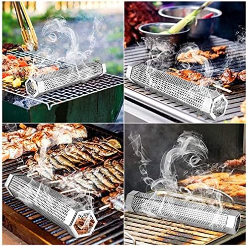 2 Pack 12" Smoker Tube, Pellet Smoker Tube Stainless Steel for BBQ Grill - 5 Hours Billowing Smoke for Hot/Cold Smoking Cheese, Meat, Fish, Hexagon Design, Includes Hooks, Basting & Cleaning Brushes - Image 6