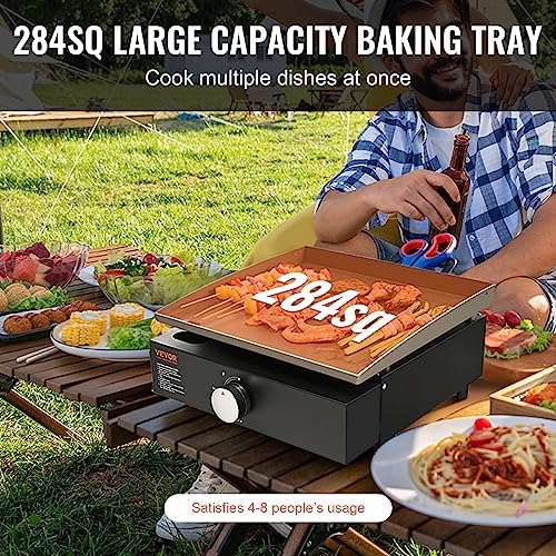 VEVOR Griddle, 16.9" Heavy Duty Manual Flat Top Griddle, Countertop Gas Grill with Non-Stick Cooking Plate, Steel Propane Gas Griddle, 1-Burners Restaurant Portable Grill - 22,000 BTU - Image 5