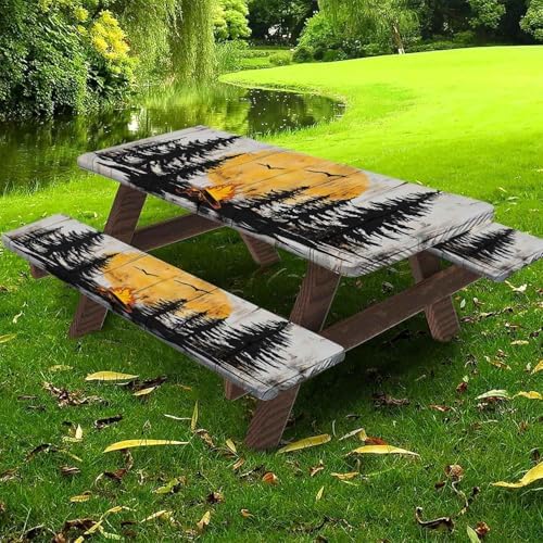CAPSCEOLL Picnic Table Cover with Bench Covers 5ft - Camping on Wood - Image 5